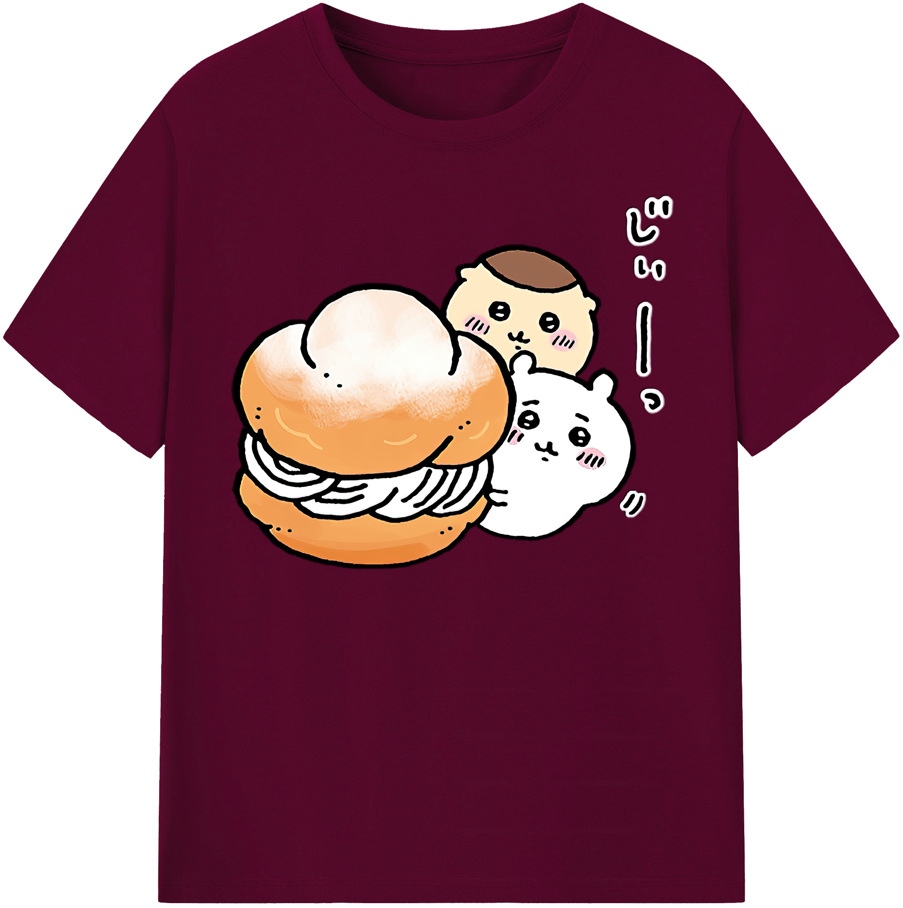 （画像用） ちいかわ くりまんじゅう Chii-kawa kuri manjū レディースカジュアルプリントTシャツ（綿100％）